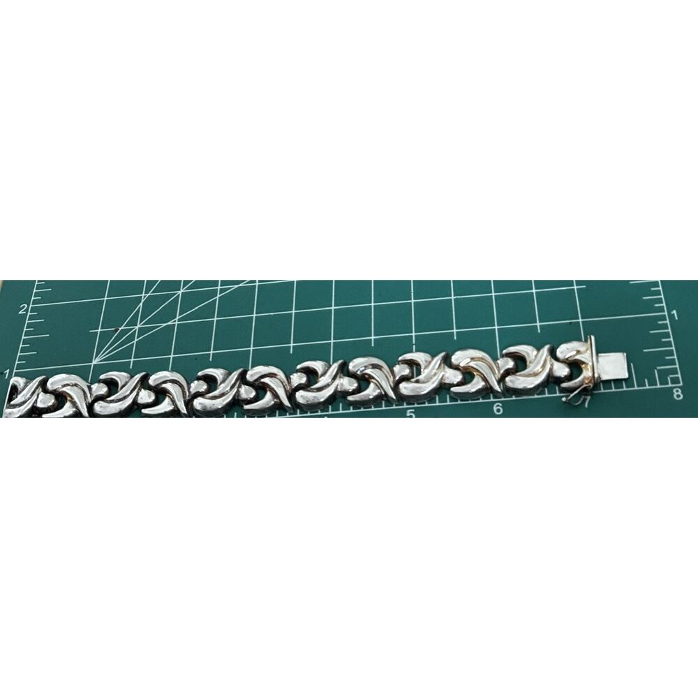 Vintage Milor Italy 925 Sterling Silver Fan Scroll Link Bracelet 7.5” 22g - Picture 7 of 12